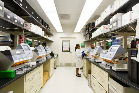 Laboratory with scientific equipment and researcher